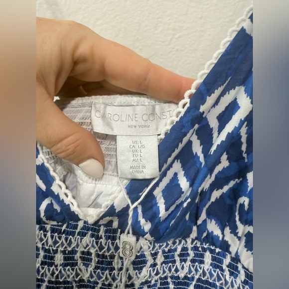 NWT Caroline Constas Blue and White Geometric Ikat Maxi Dress in size Large - Picture 10 of 10